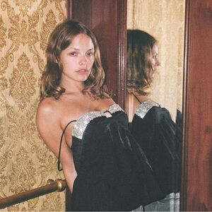 Zara RHINESTONE POPLIN TOP